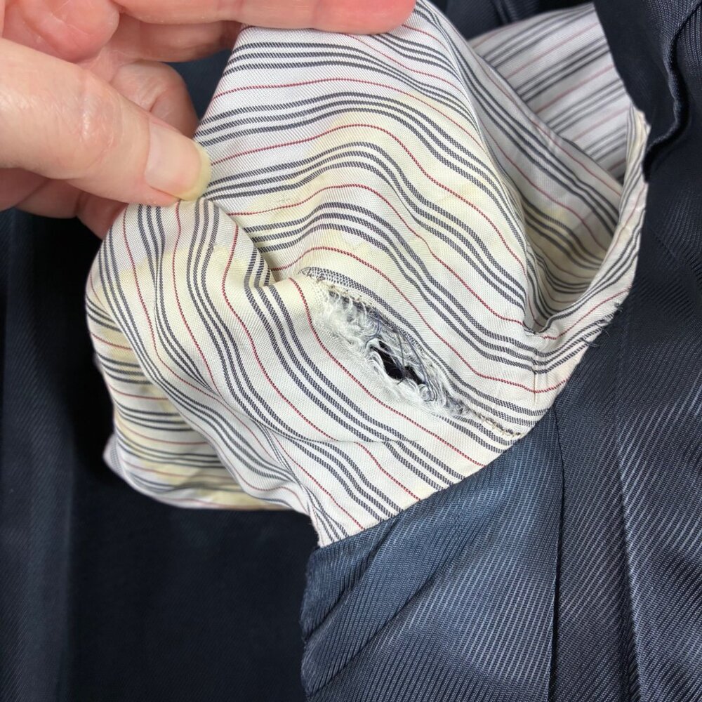 VTG Burberry Nordstrom Wool Pinstripe Kensington Blazer Union Size 46 Reg Retro - Picture 6 of 14
